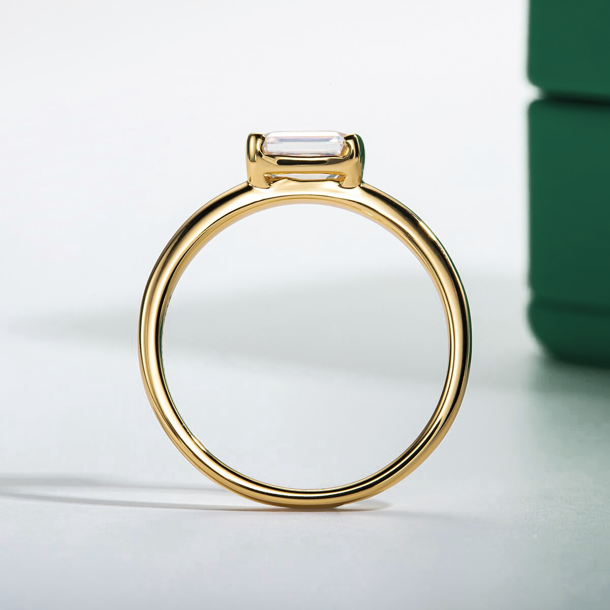 Clean Emerald Moissanite Ring