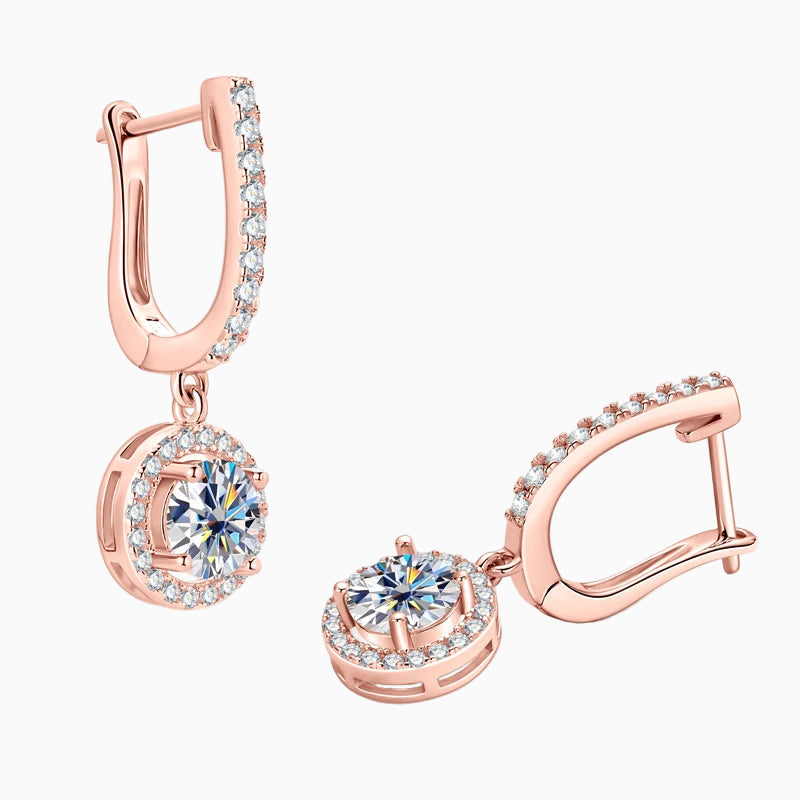 18k Gold Plated Moissanite Circular Charm Earring