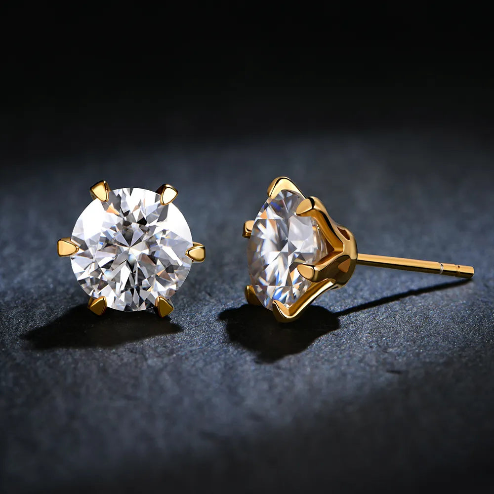 18k Gold Plated Moissanite Brilliant Point Earring