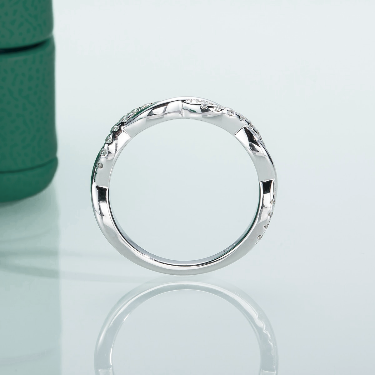 Half Cross Moissanite Wedding Ring