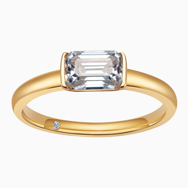 Clean Emerald Moissanite Ring