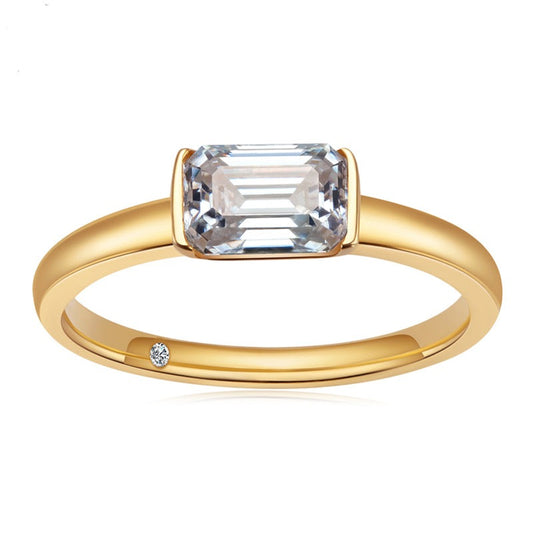 Clean Emerald Moissanite Ring