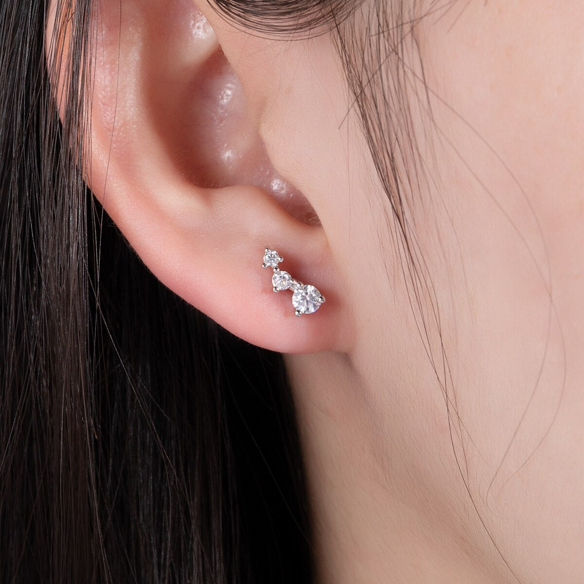 Moissanite Trio Earring