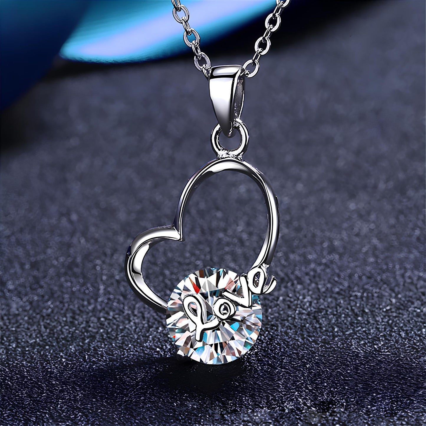 Destiny of Love Moissanite Necklace in Silver