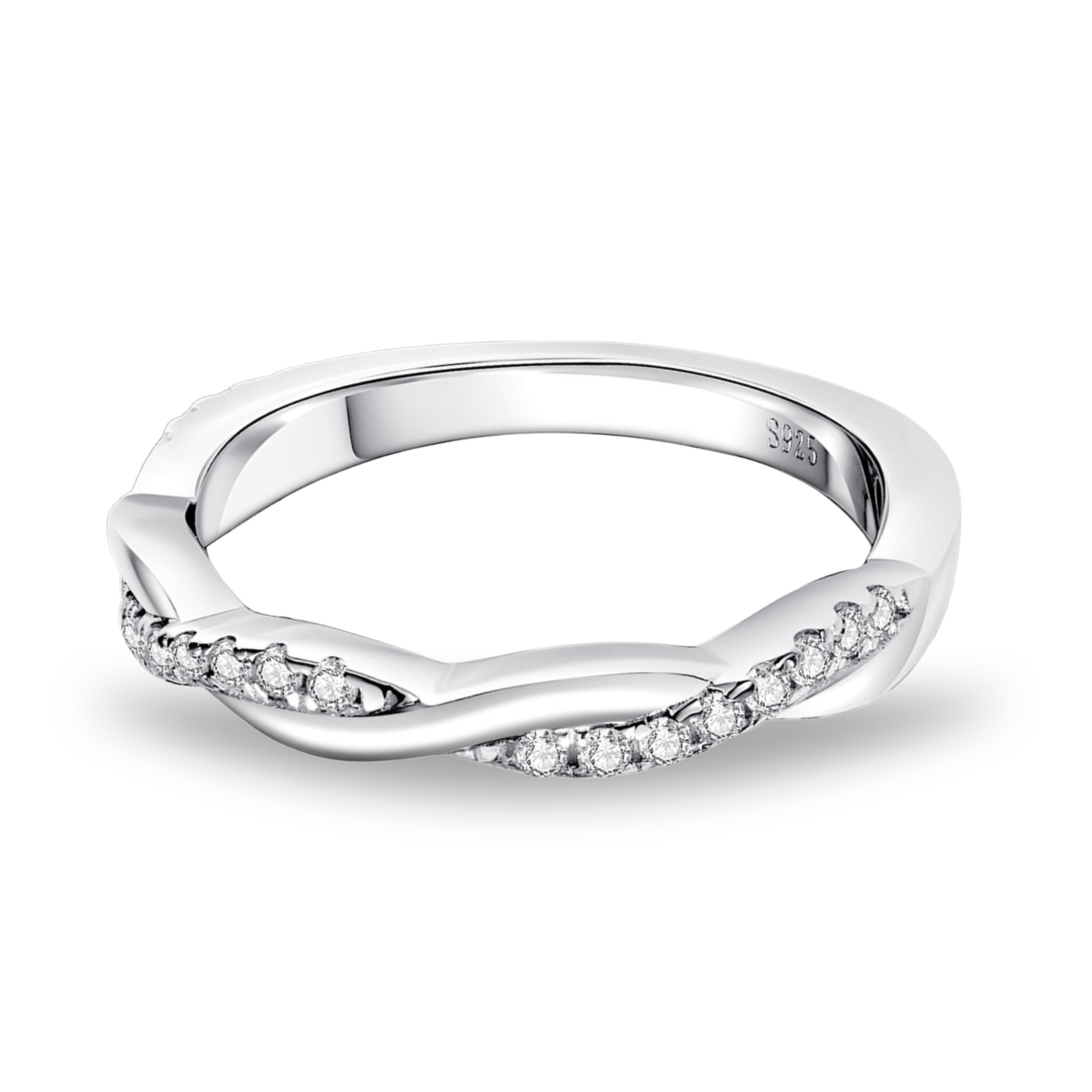 Half Cross Moissanite Wedding Ring