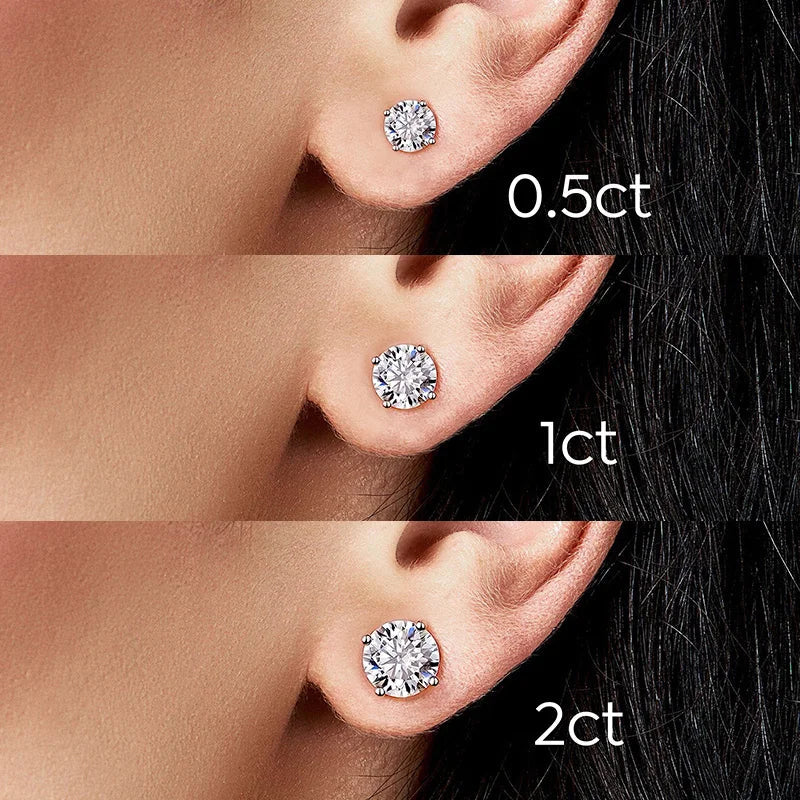 Moissanite 4 Claw Solitaire Earring