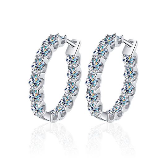 Luxury Moissanite Hoop Earring in 14k Gold Plated Silver