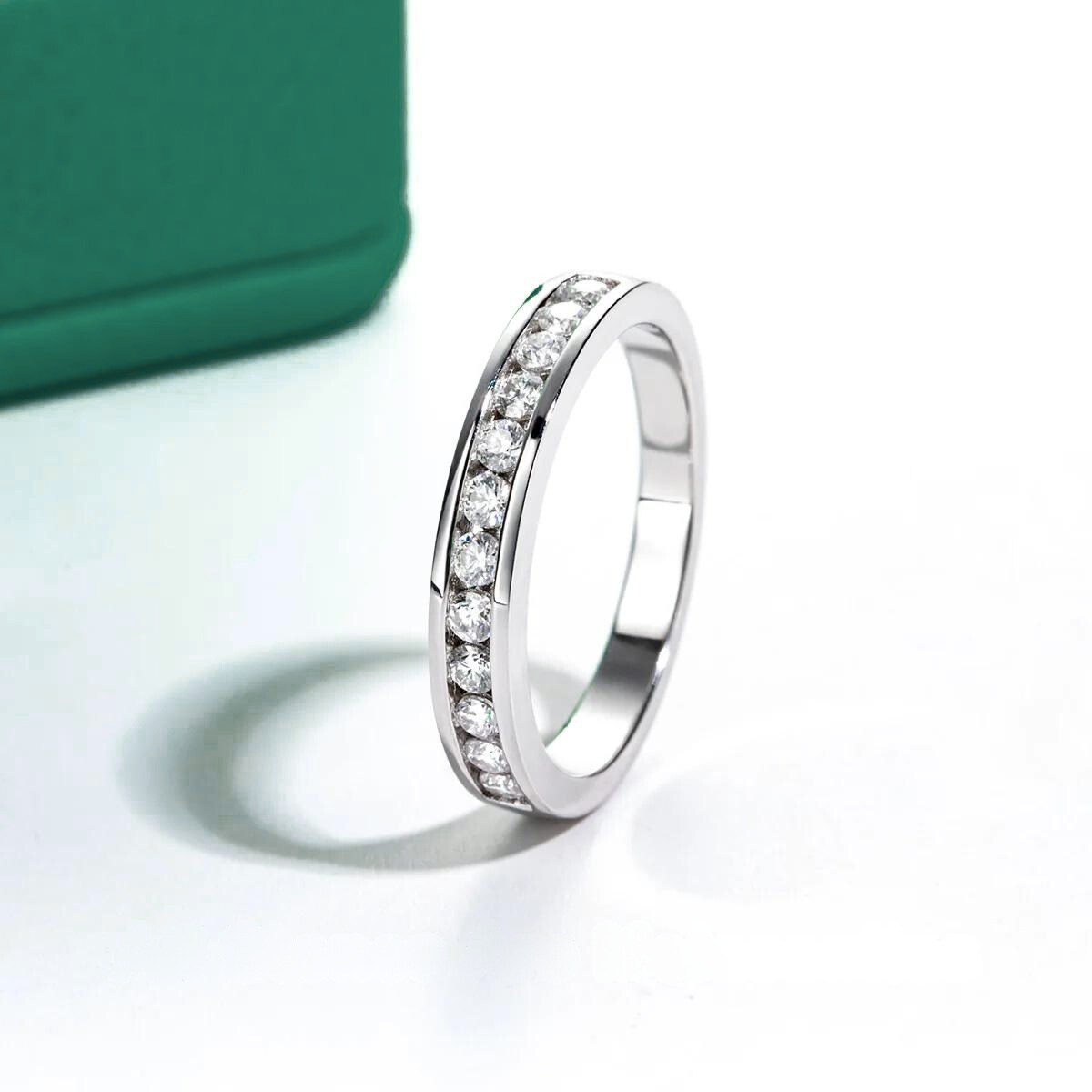 Channel Moissanite Half Ring