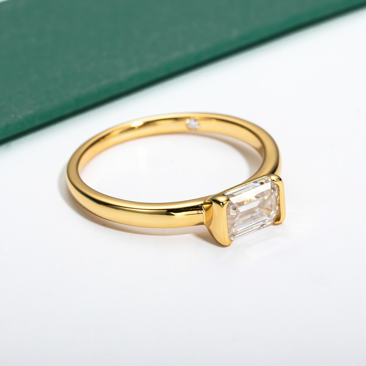 Clean Emerald Moissanite Ring