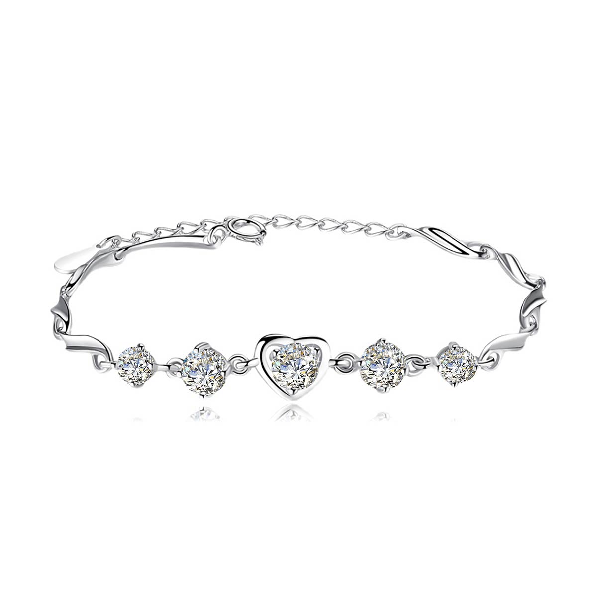Bracelete Paixão Única em moissanites e prata com folheado a ouro branco 18k.