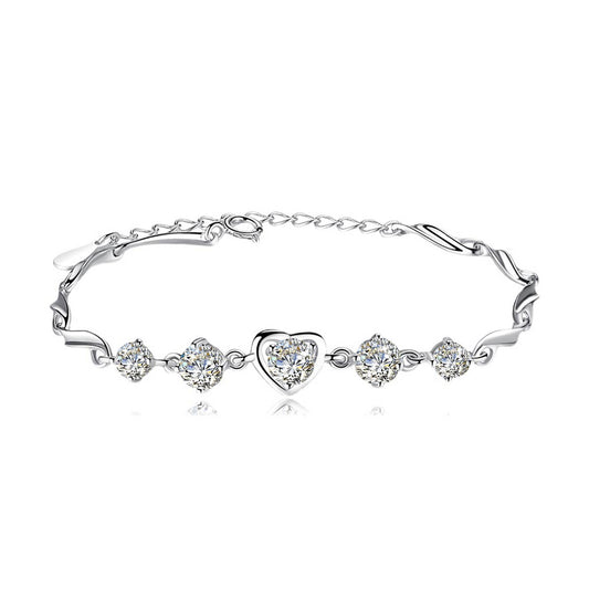 Bracelete Paixão Única em moissanites e prata com folheado a ouro branco 18k.
