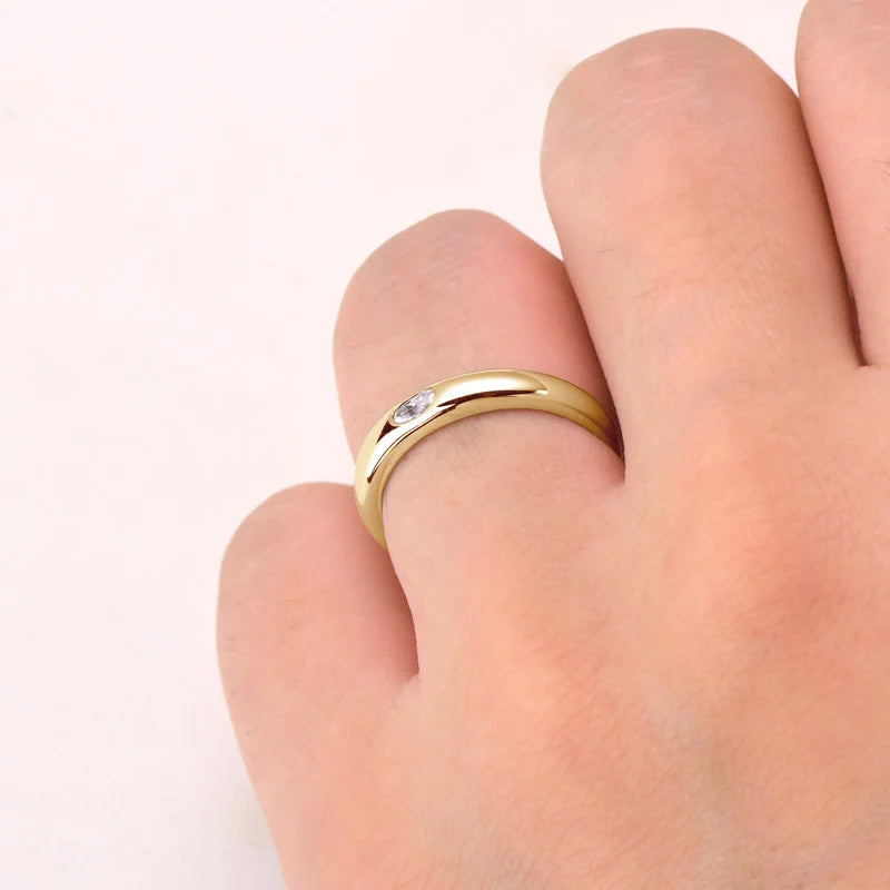 10 Points Moissanite Wedding Ring in 14k Gold Plated Silver