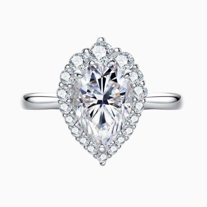 Halo Poire Moissanite Ring