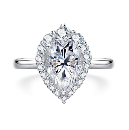 Halo Pear Moissanite Ring 