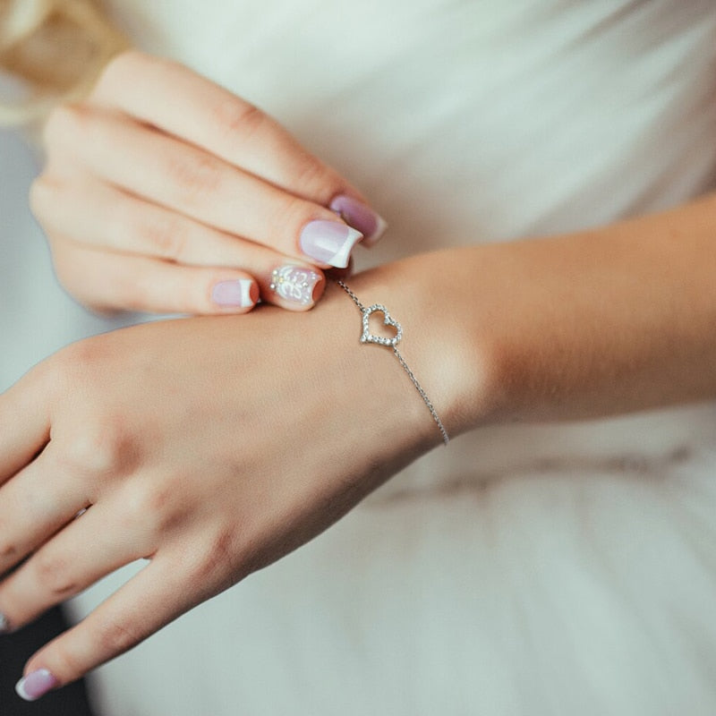 Pure Love Bracelet with Moissanites and 14k White Gold Plated Silver