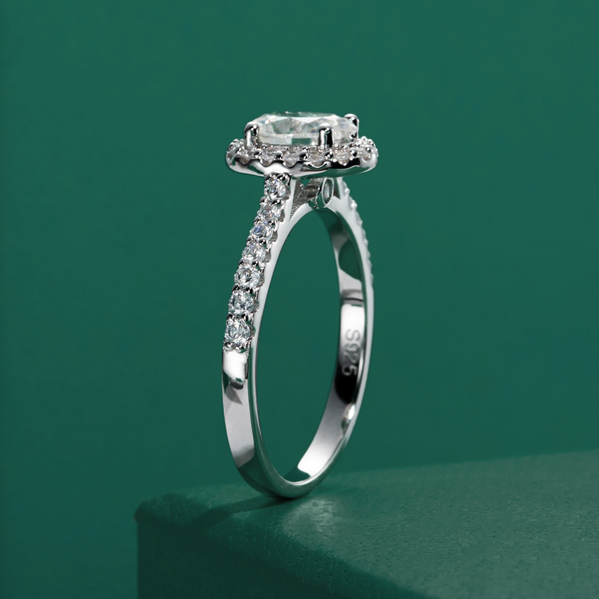 Oval Halo Moissanite Ring