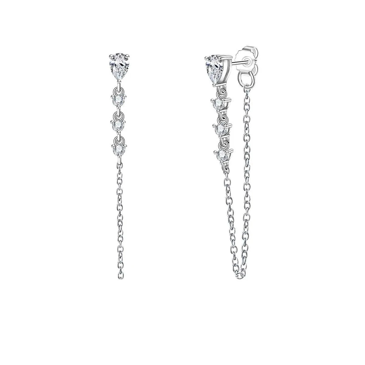 Cascade Pear Moissanite Earring 