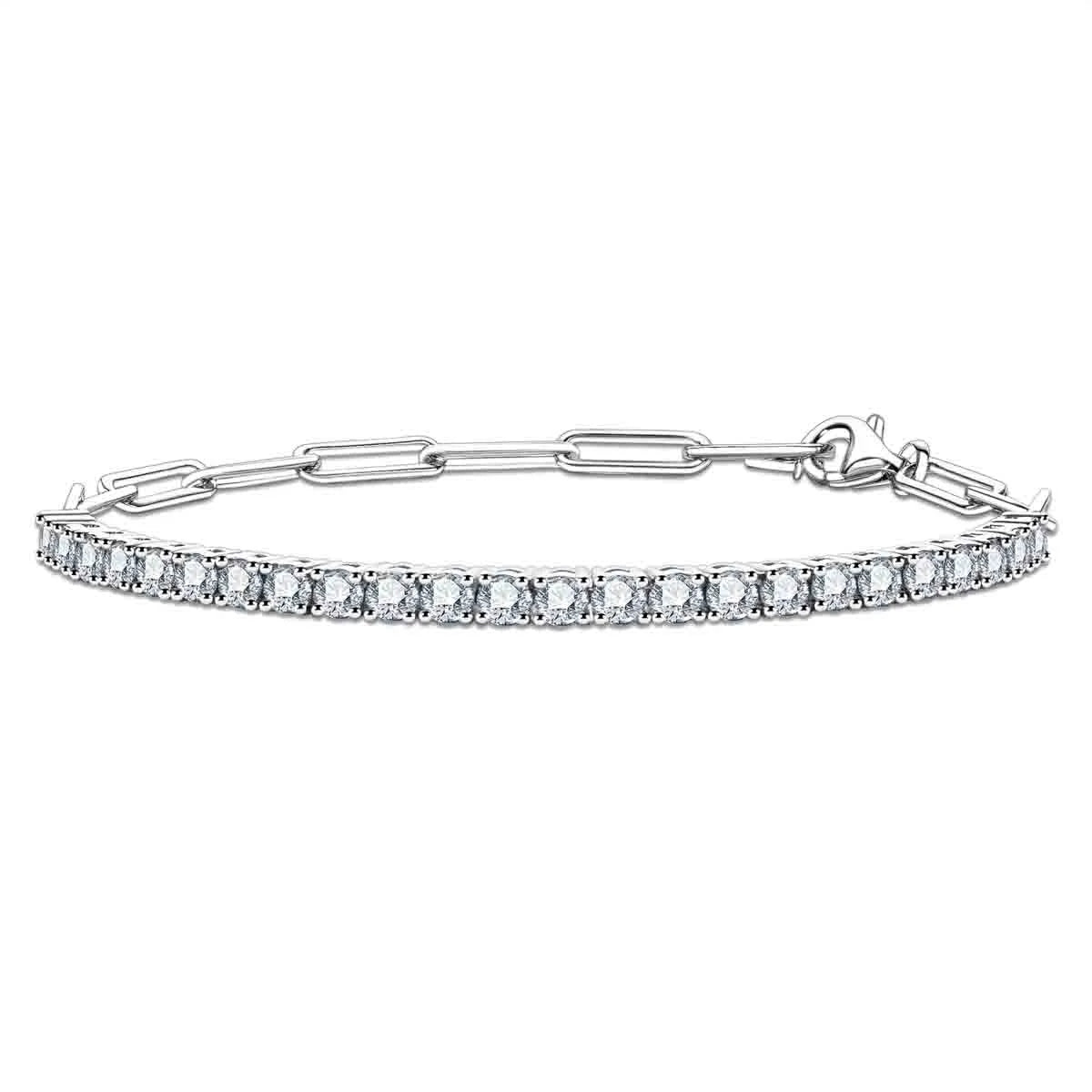 Pulseira Riviera Balance com moissanites e design sofisticado em prata 925, ideal para ocasiões elegantes.