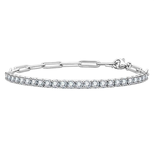Pulseira Riviera Balance com moissanites e design sofisticado em prata 925, ideal para ocasiões elegantes.