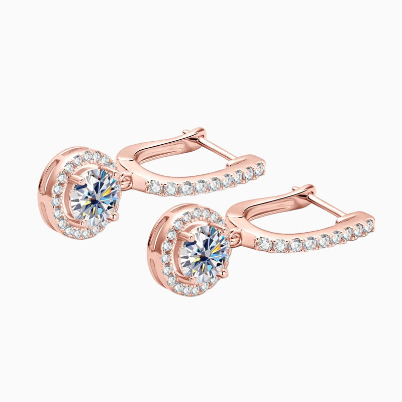 18k Gold Plated Moissanite Circular Charm Earring