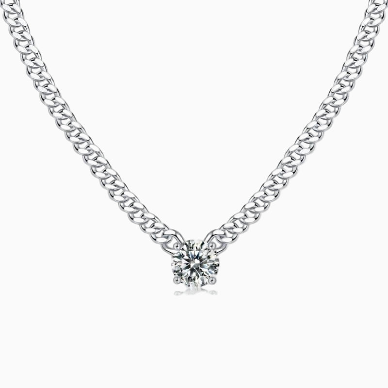Groumet Chain Necklace with Moissanite
