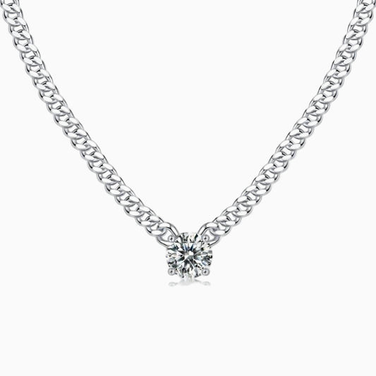 Groumet Chain Necklace with Moissanite