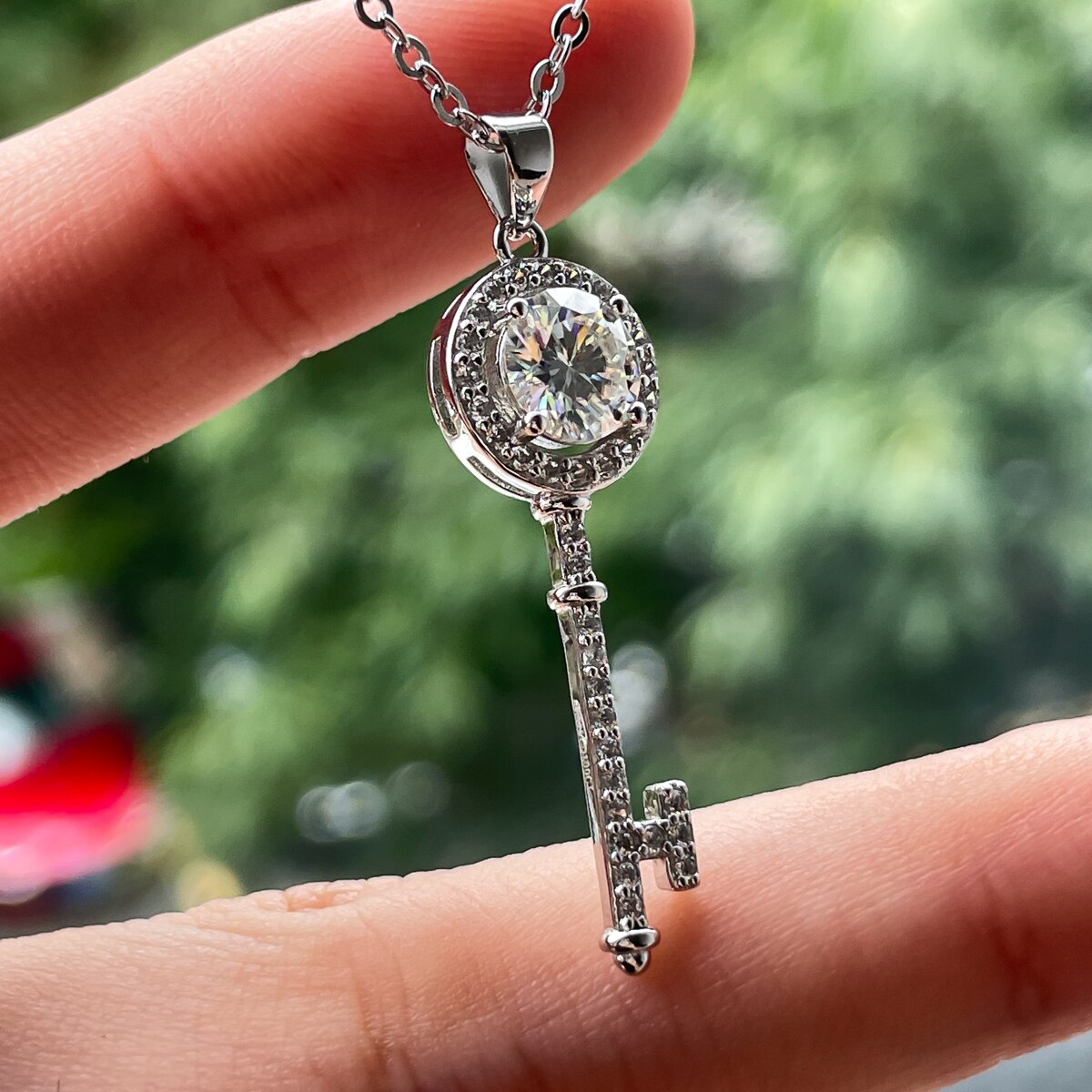Key Moissanite Necklace