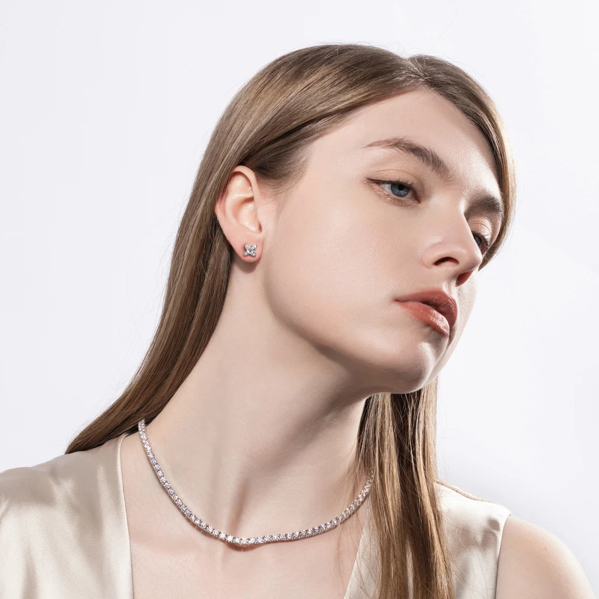 Sparkling Moissanite Stones Earring 18k Gold Plated