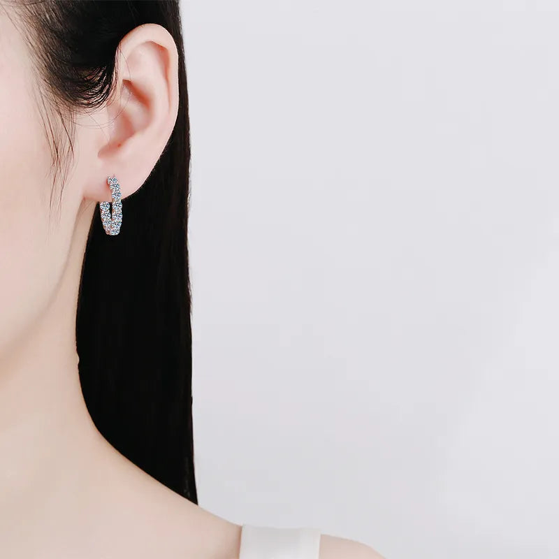 Luxury Moissanite Hoop Earring in 14k Gold Plated Silver