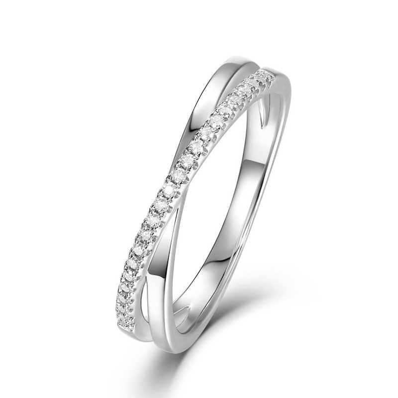 Half Moissanite Cross Wedding Ring