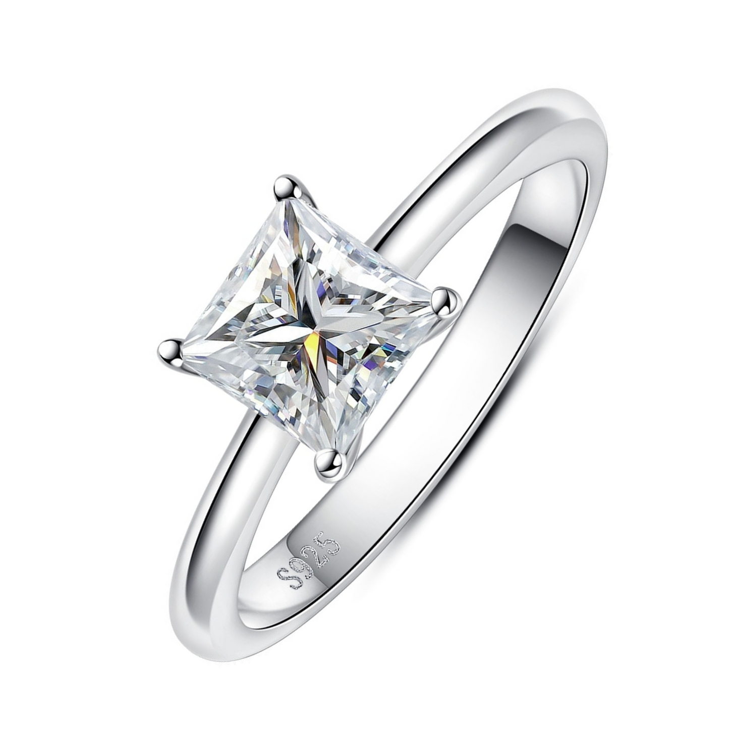 Princess Moissanite Solitaire Ring 