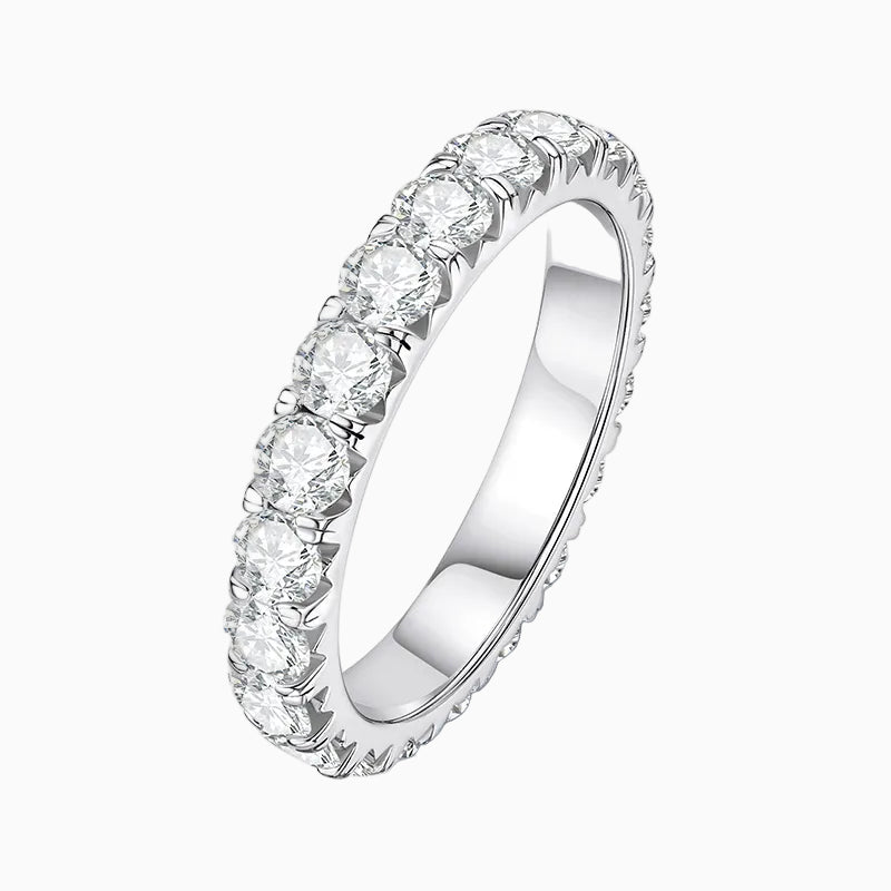 Aliança 200 Pontos Moissanite em Prata 925 com Ouro Branco 18K.