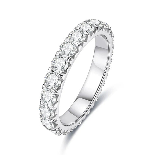 Aliança 200 Pontos Moissanite em Prata 925 com Ouro Branco 18K.