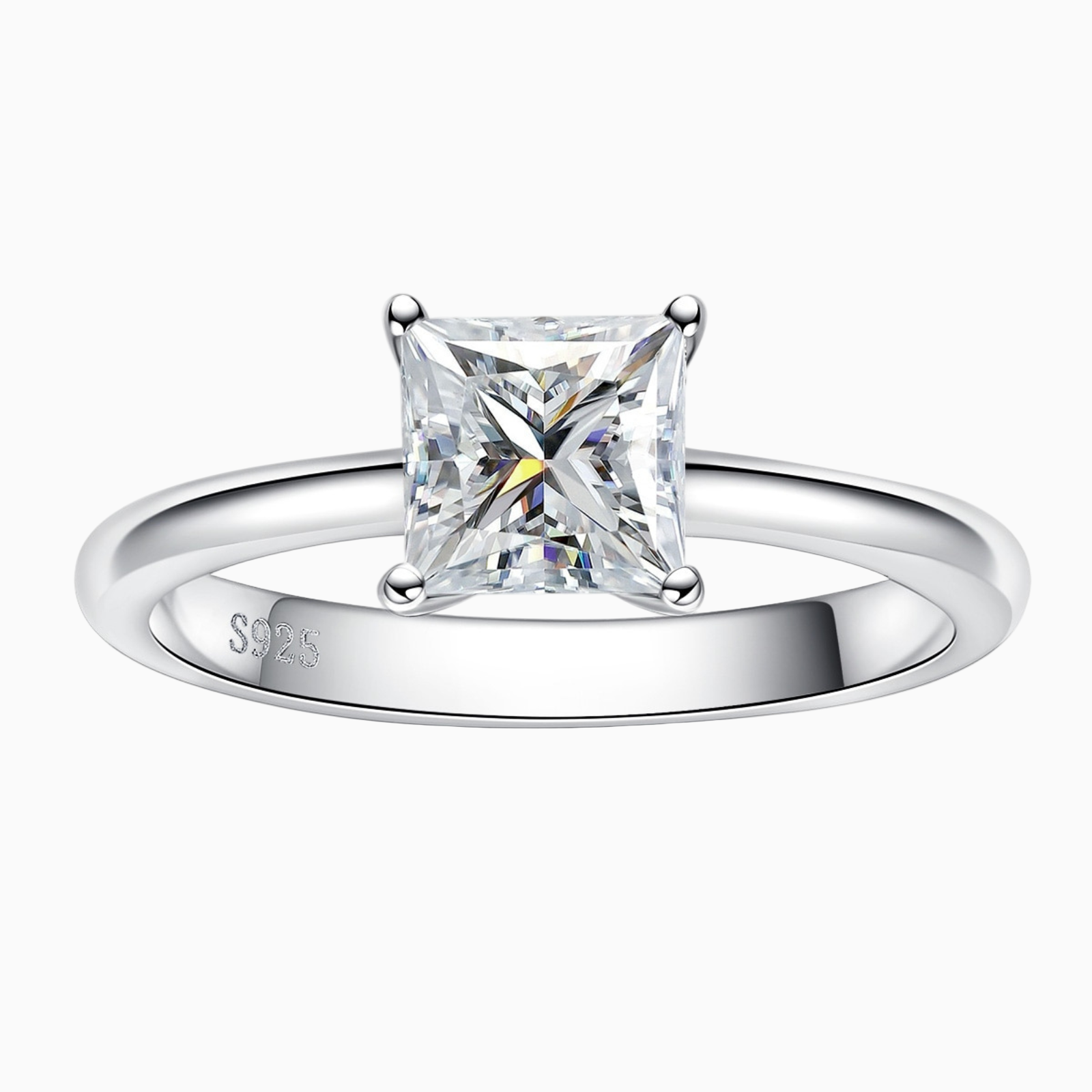 Princess Moissanite Solitaire Ring