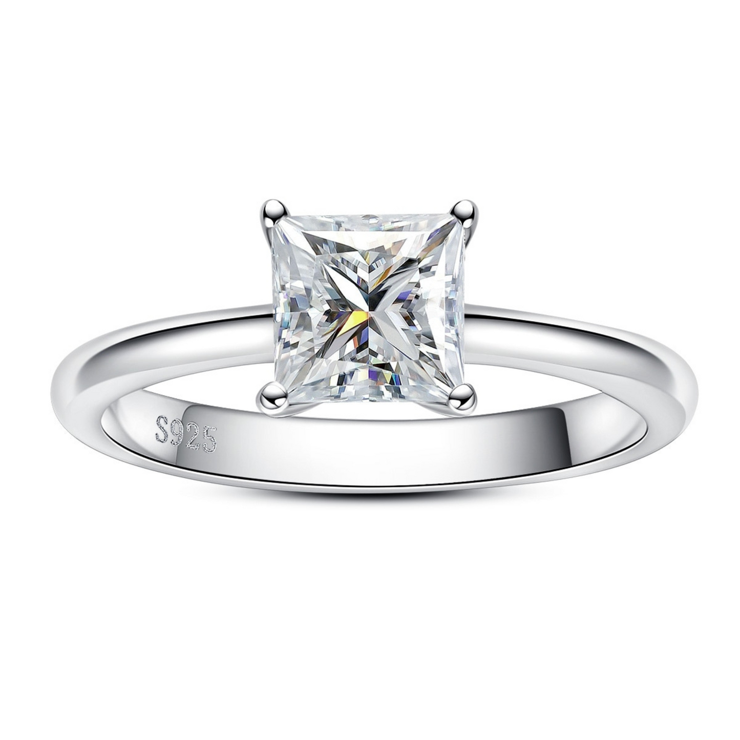 Princess Moissanite Solitaire Ring 