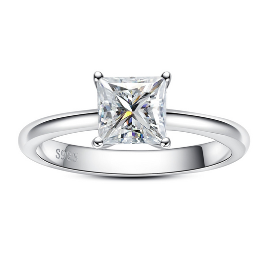 Princess Moissanite Solitaire Ring 