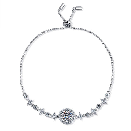 Bracelete Rainha do Gelo em moissanites e prata banhada a ouro branco 18k.