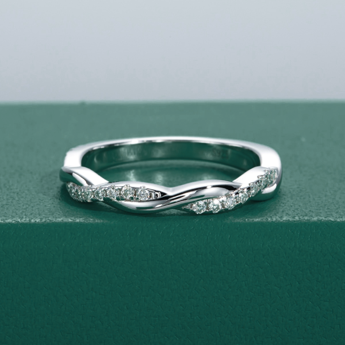 Half Cross Moissanite Wedding Ring