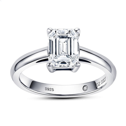Emerald Moissanite Solitaire Ring
