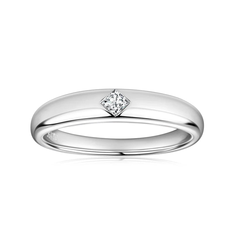 15 Points Princess Moissanite Wedding Ring Silver 14k Gold Plated