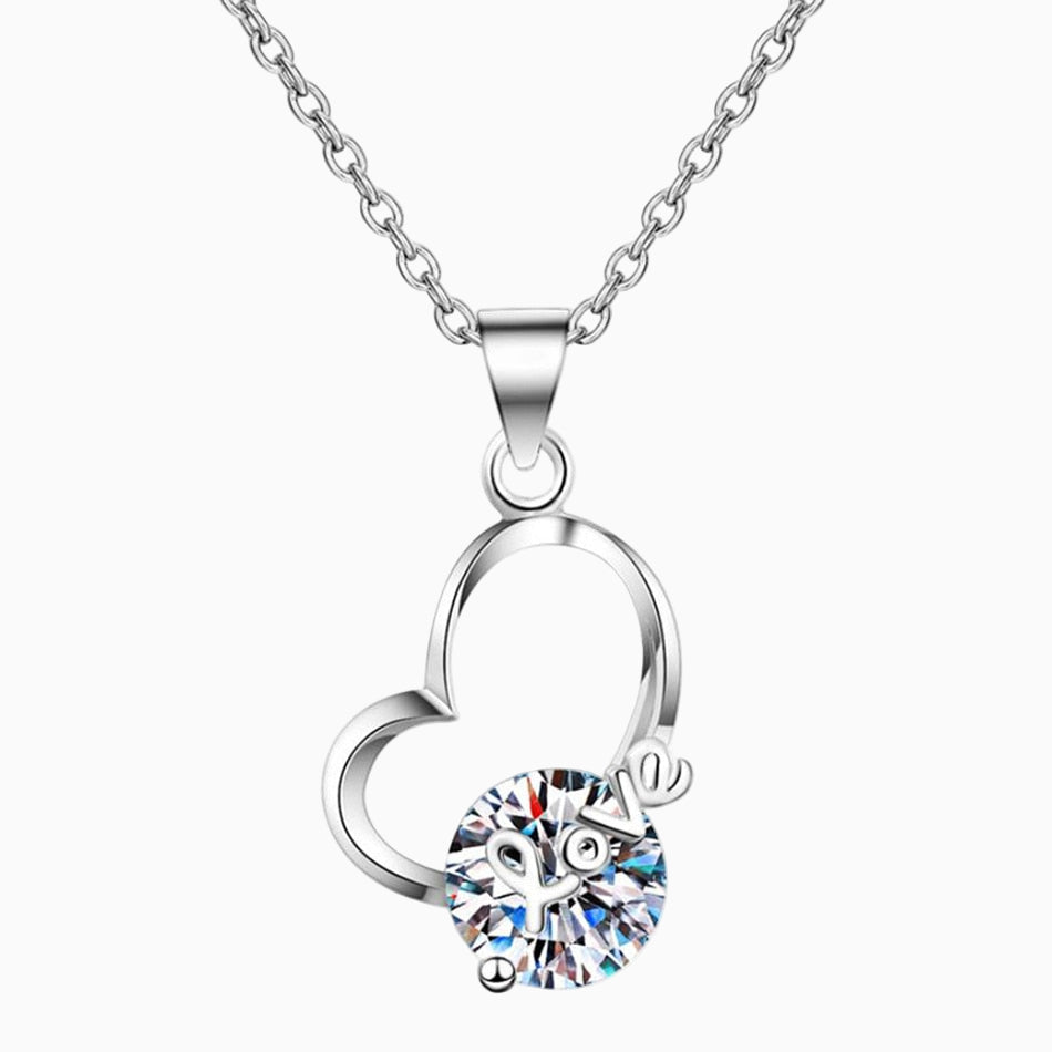 Destiny of Love Moissanite Necklace in Silver