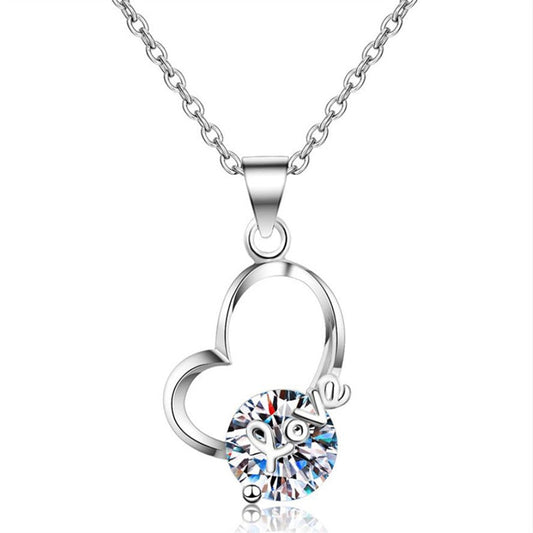 Destiny of Love Moissanite Necklace in Silver