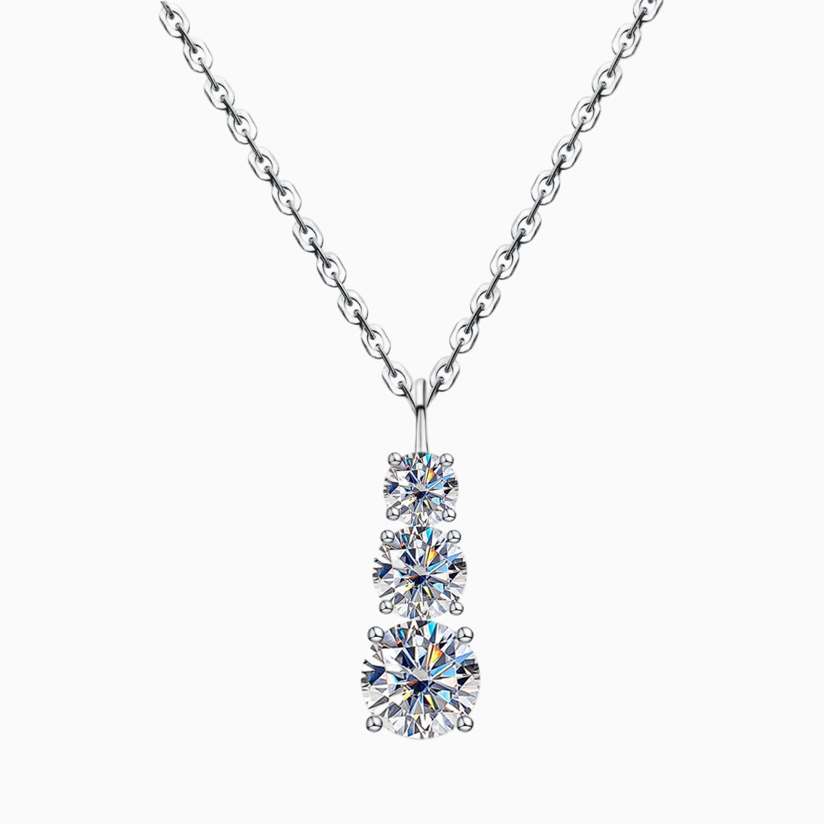 Trilogy Brilliant Moissanite Necklace