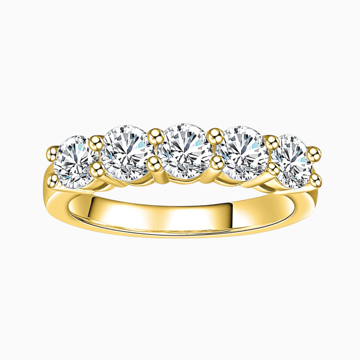 Or Cent Moissanite Gold Half Eternity Band