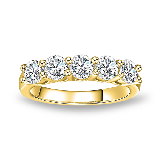 Gold Half Wedding Ring 150 Moissanite Points
