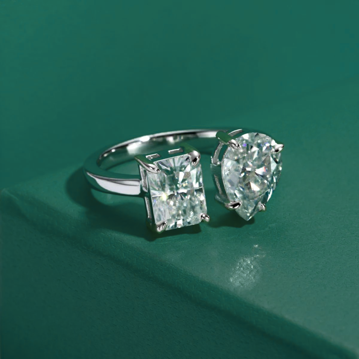 Radiant Pear Moissanite Ring 