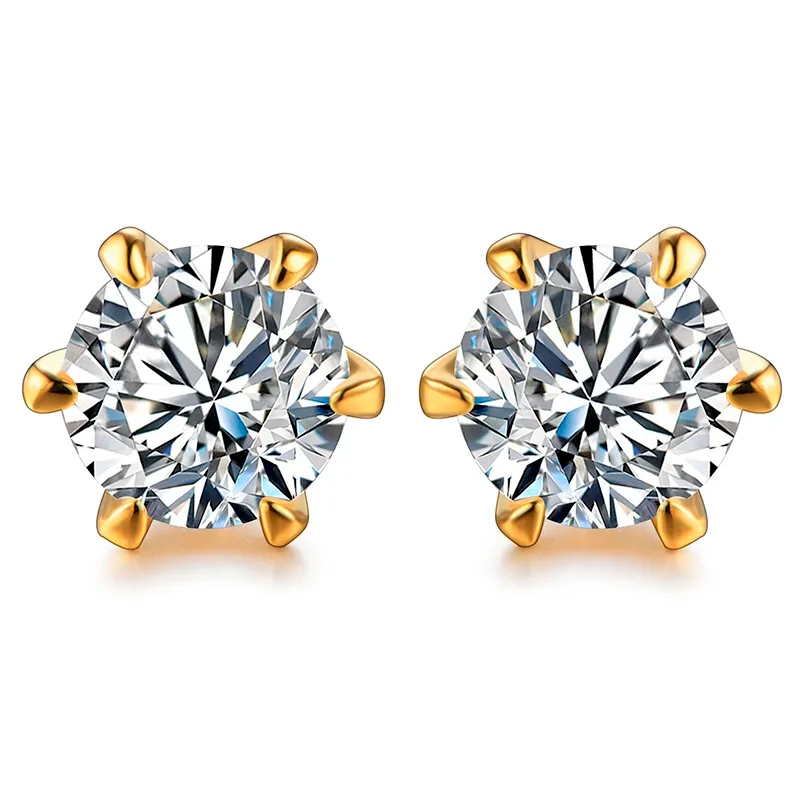 18k Gold Plated Moissanite Brilliant Point Earring