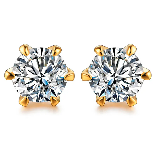 18k Gold Plated Moissanite Brilliant Point Earring