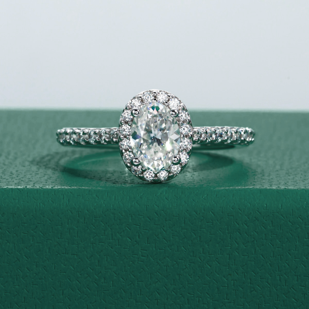 Oval Halo Moissanite Ring