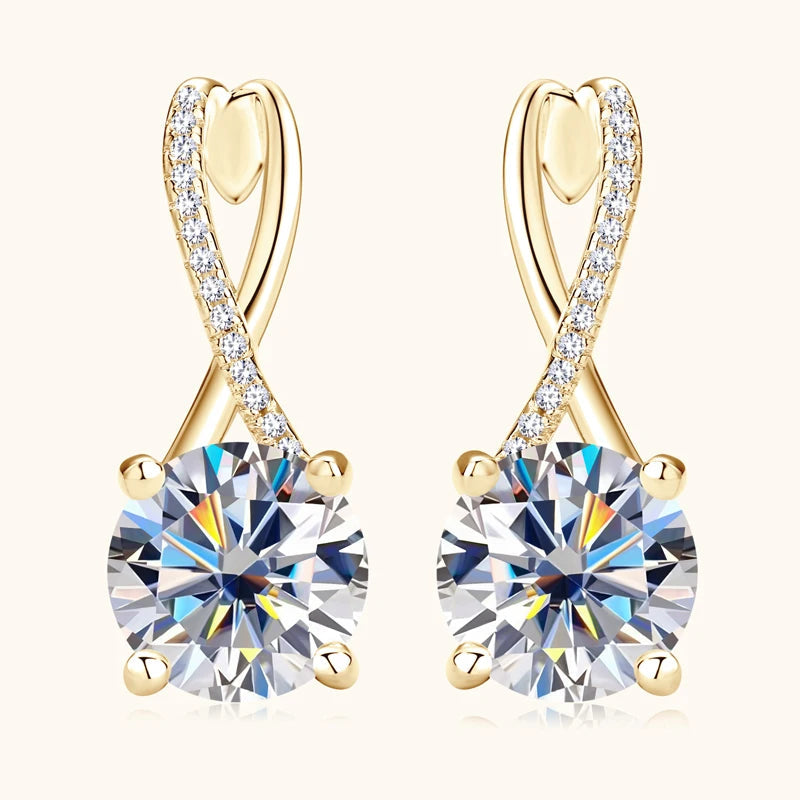 Luxury Infinity Moissanite Earring 18k Gold Plated